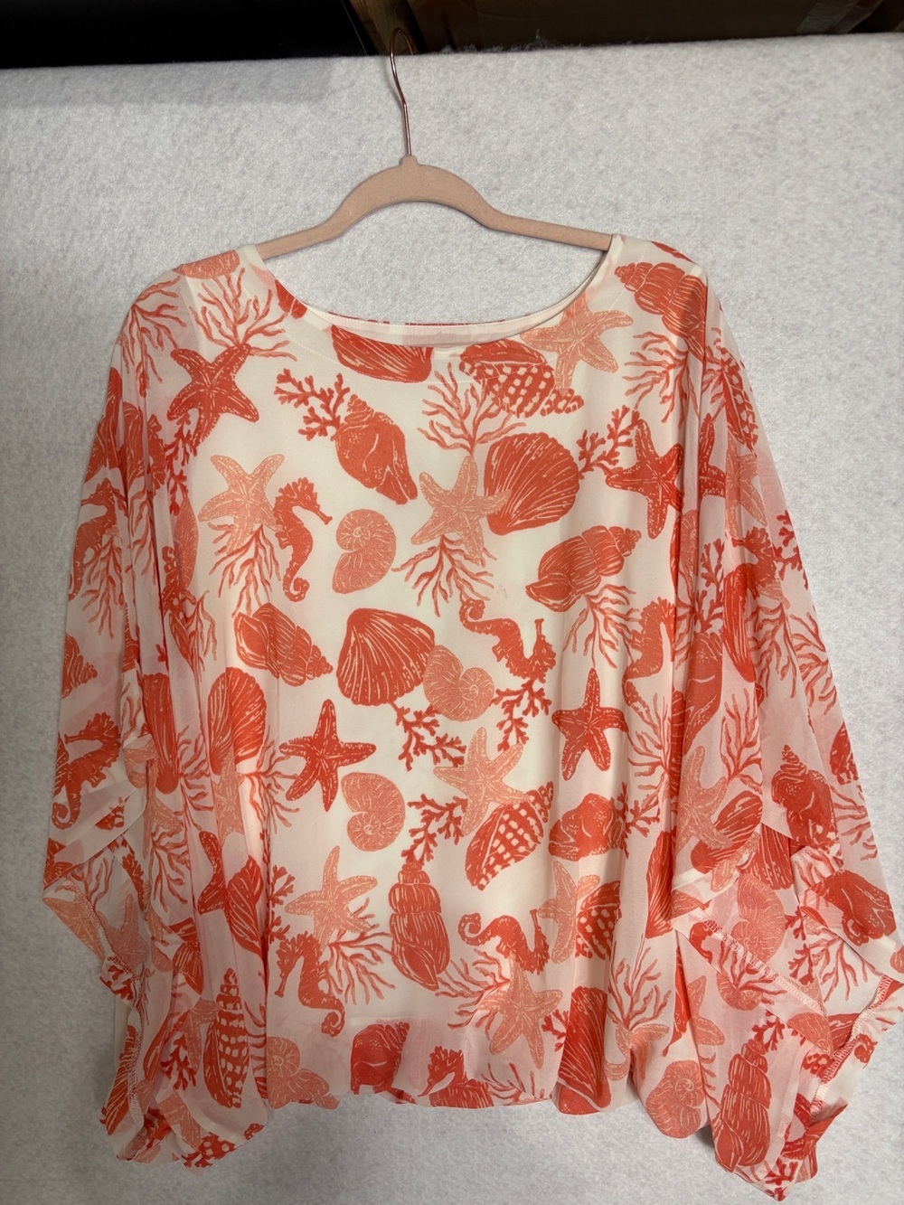 Belle Beach Kim gravel Women’s Cream & Coral Sea Life Swim Cover-Up